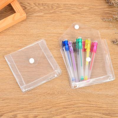 China Clear Pvc Plastic Bag With Snap Button Gift Little Pouch Standing Cosmetic for sale