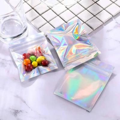 China Clear Holographic Resealable Bags Special Shaped Zip Lock Child Proof Plastic Small for sale