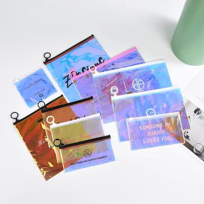 China Toiletry Transparent Plastic Holographic Bag Travel For Eye Cream Perfume Cosmetic for sale