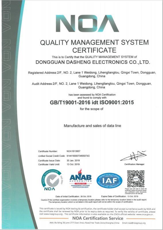 ISO - Dongguan Dasheng Electronic Co., Ltd.