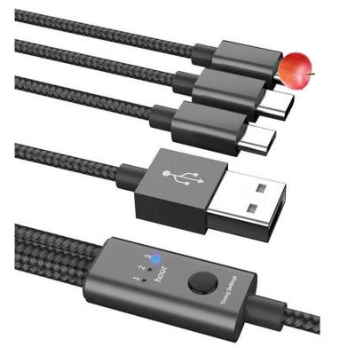 China 2.4A 18W 3 In1 USB 2.0 Charging Cable Timing Auto Power Off for sale