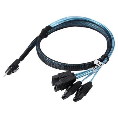 China 12Gbps Mini Sas 38p SFF 8654 To 4 SATA Extension Cable for sale
