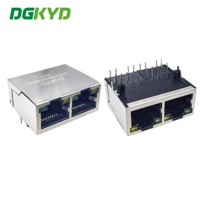 中国 ライトが付いているDGKYD312Q106AB2A4DNの複数の港1X2 RJ45ネットワークのコネクターのイーサネット変圧器ギガビットの統合されたフィルター 販売のため