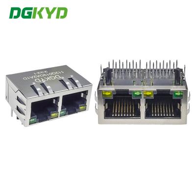 China Zócalo portuario dual del puerto de red del interfaz del filtro 10P8C del gigabit de Ethernet del conector RJ45 de DGKYD112Q019DA2A1D en venta