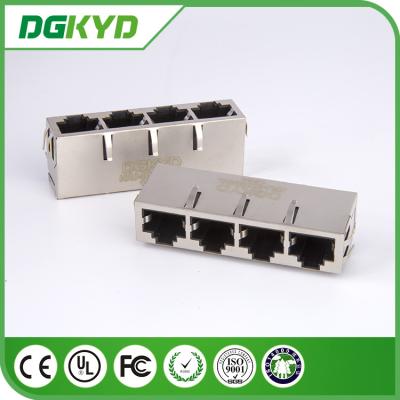 China China Supplier 10P8C shielded 1 x 4 Port Gigabit ethernet RJ45 connector with internal transformer for sale