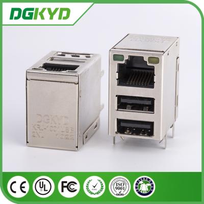 China Gigabit RJ45 Connector Shielded with Double USB , Registered Jack 45 for sale