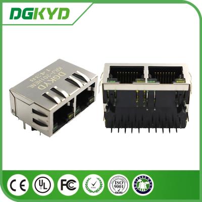 China Tab Down 1*2 Double Port 10 Pin rj45 connector for cat6 with Transformer for sale