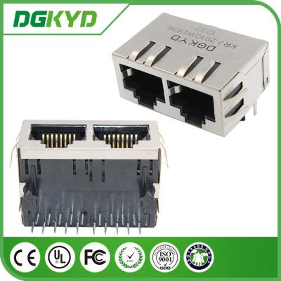 China IEEE 1000BASE 2 Port RJ45 Integrated Connector RJ45 10P8C Side Entry for sale