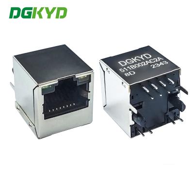 China Conector em linha de 180 graus 100M de filtragem RJ45 interface vertical DGKYD511B002AC2A8D à venda