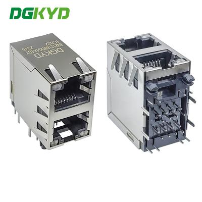 China 2x1 Dual Port RJ45 Connector With Light And Wing Without Filter Dual Color Light DGKYD59212188DG1A1DY1C022 Short Body for sale