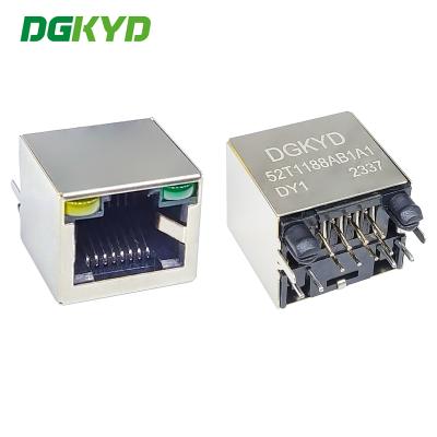 China DGKYD52T1188AB1A1DY1 8P8C RJ45 Connector 180° Vertical Interface Without Light Strip Shielding Connector Empty Package for sale