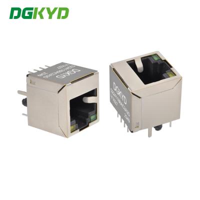 China 180 Degree Direct Insertion RJ45 8P8C Connector With Light But Without Filter Network Interface DGKYD52241188AC2A3DY1027 for sale