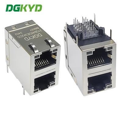 China DGKYD21Q145DE3A2DDBB057 2X1 Dual Port Modular Interface RJ45 Ethernet Gigabit Filtering Integrated Transformer 30U for sale