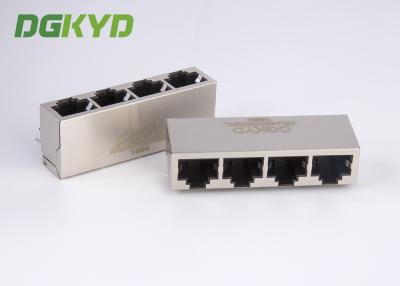China Metal shielded 1000 base quad port giga ethernet rj45 connectors, without LED for sale