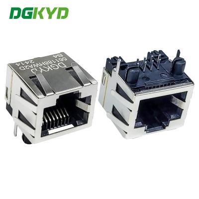 China RJ45 Straight Connector 1X1 8P8C Without Light Strip Shielding 6U RJ45 Interface DGKYD561188HWA2DB4 for sale