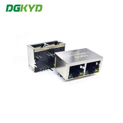 China DGKYD112B002AA2A1D3 Rj45 Socket 1x2 Port 8P8C 100M Integrated Filter Connector Shielded Socket With LED Light for sale