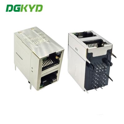 China DGKYD21Q012AE6A4D068 2X1 Multiport Connector Gigabit Ethernet Filtering RJ45 Modular Connector Network Jack for sale