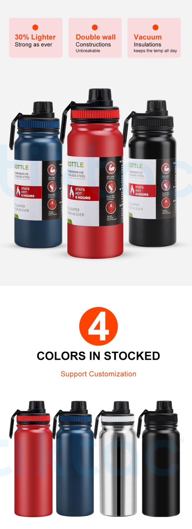 Various Size Wide Mouth Insulated Stainless Steel Double Wall Vacuum Water Bottle