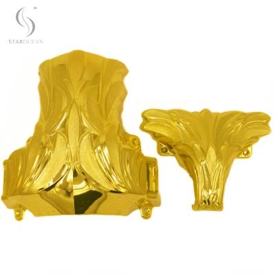 China Dark Gold Plastic Coffin Corners 1# DG For Funeral Interment Ornamentation Flower Design for sale