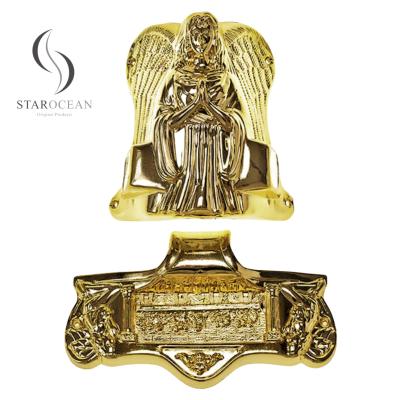 China Angel Shape Coffin Corner Last Supper Lug Design Coffin Accessories Gold Plated 19# for sale