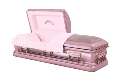 China Pink Velvet Metal Coffin Urn Shaped 18 Gauge Steel, Natural Brushed Light MC10 for sale