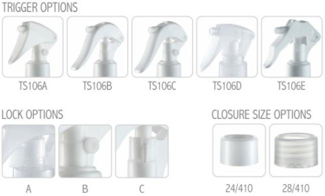 JL-TS106A Mini Trigger Sprayer 24/410 28/410 Botton Lock Hand Water Bottle Spray Pump Plastic Pressure Trigger Sprayers 1