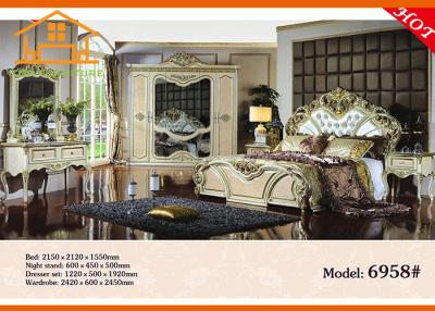 China white and gold high-class royal luxury russian antique wooden mirrored bedroom furniture for sale space saving china for sale