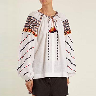 China Blusa de lino del verano de la ropa vintage respirable de las señoras del diseño del OEM para las mujeres en venta