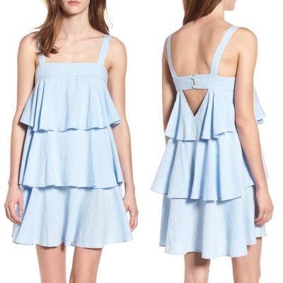 China Tiered Line Ruffle Dress Summer Women Clothing for sale