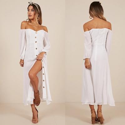 China Women Clothing Long Sleeve Sorrento Dreaming Dress In White Linen Look for sale