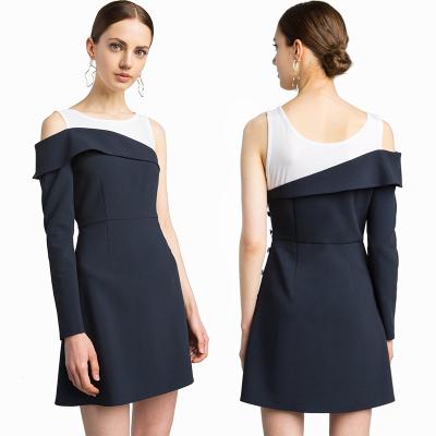 China New Design High Quality Mercer Tank Navy One Shoulder Blazer Classic Style Dress for Women for sale