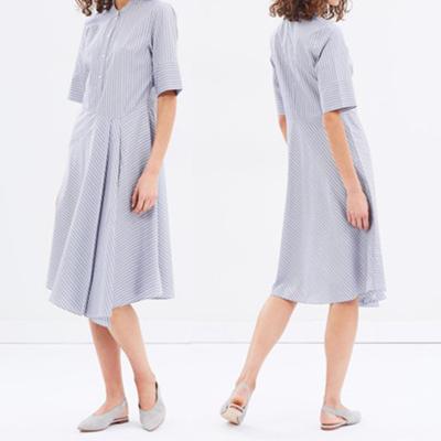 China Venta al por mayor rayada tejida manga corta 2018 del vestido de Midi de la ropa del verano del vestido de la mujer en venta