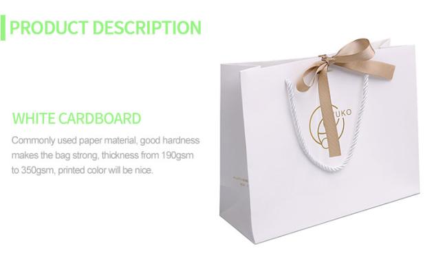 Elegant Gift Custom Size Gold Printing Color Flat Handle Art Paper Bag Hair Foldable Printing White Shopping Recycling Bag