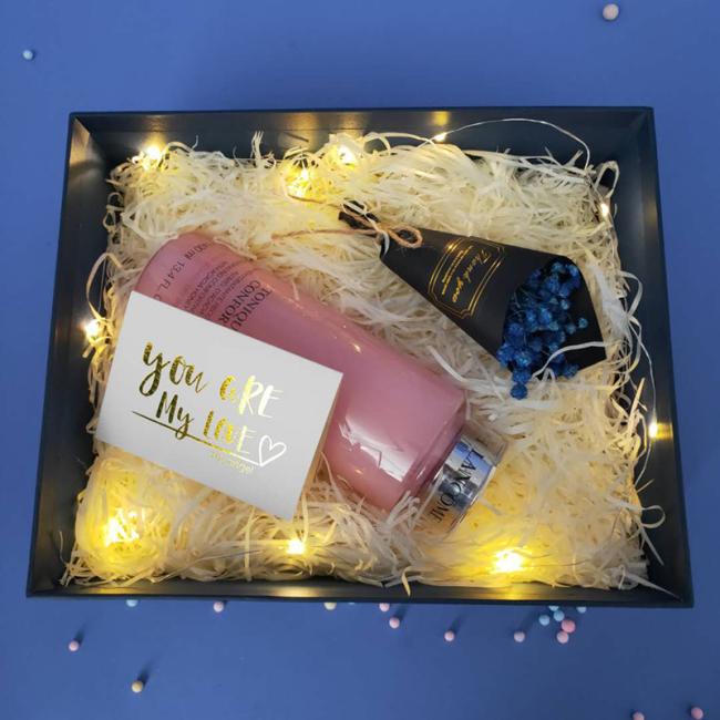 Pink Custom Printing Corrugated Packaging Gift Box with Ribbon