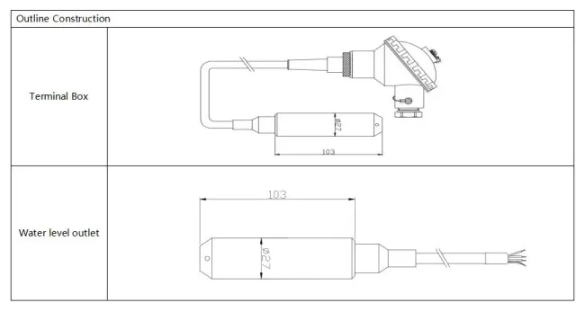 Water Level Transmitter Technical Diagram