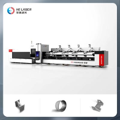China Three Chuck Tube Fiber Laser Cutting Machine For Stainless Steel Aluminum Tube Cutting for sale