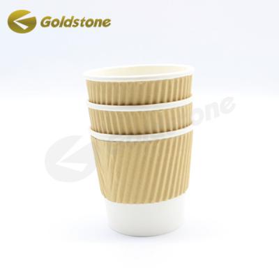 China Hot Drink Compatible Ripple Wall Cups Brown Kraft Ripple Cups For Versatile for sale