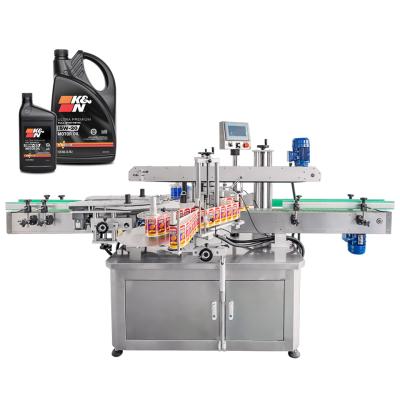 China Automatic Flat Front Back Labeler For Oil Drum Square Bottle Jar Two Sides Labeling Machine for sale