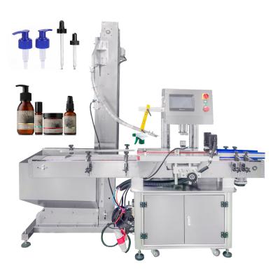 China Automatic Twisting Plastic Capper Bath Oil Shampoo Bottle Screw Capping Machine With Lid Feeder for sale