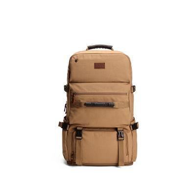 China Comfortable and Versatile 60L Khaki Backpack for Outdoor Training Camping Traveling for sale