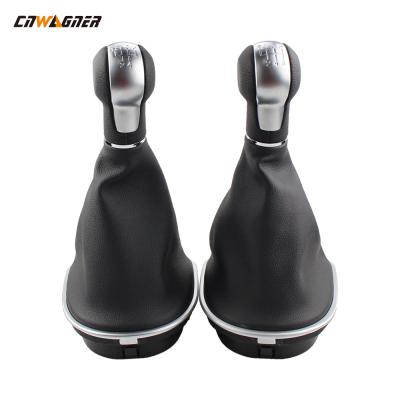 China Custom Car Genuine Leather Boot Manual Speed 5 6 Gear Stick Shift Lever Knob For Seat Leon 1 for sale