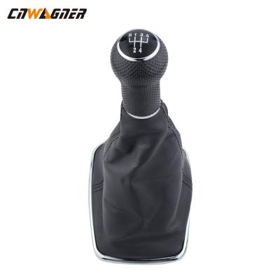 China Black Car Genuine Leather Boot Speed 5 Automatic Gear Shift Lever Knob For VW GOLF V 5 for sale