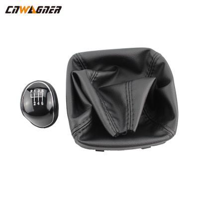 China Custom Carbon Car Genuine Leather Boot Speed 5 6 Automatic Gear Shift Lever Knob For Ford FOCUS II 2 DA for sale