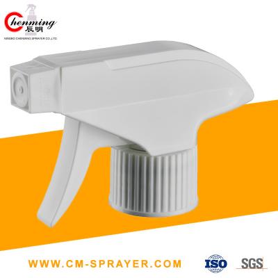 China 28-410 White PP Ratchet Trigger Sprayer Gun PET Bottle Children Protection Safe for sale