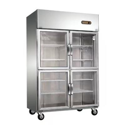 China Professional Cold storage four door upright stainless steel commercial refrigerator and deep freezer for sale