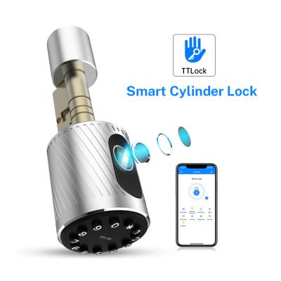 China Security Bluetooth APP Fingerprint Biometric Smart Cylinder Door Lock for sale