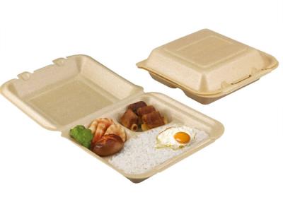 China Biodegradable disposable 3 compartment clamshell form container  food packaging for sale