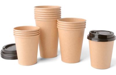 China 12OZ CUSTOM PRINTED DISPOSABLE COFFEE CUPS KRAFT PAPER ECO FRIENDLY PAPER CUPS for sale