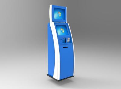 China Bill Paying Dual Screen Kiosk Equipped With Protective Glass , Audio Assistance for sale