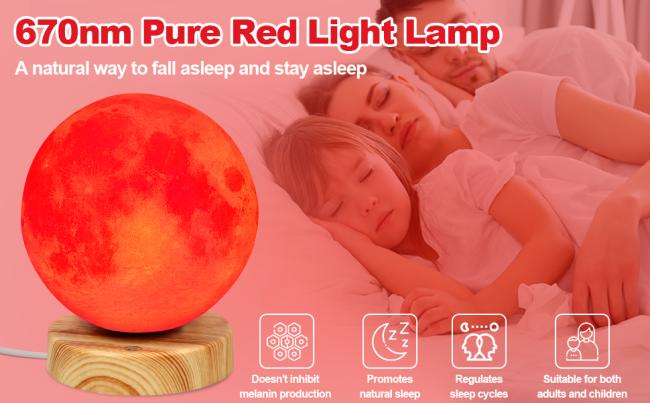Red Moon Night Light Desk Lamp showing elegant design and red light illumination